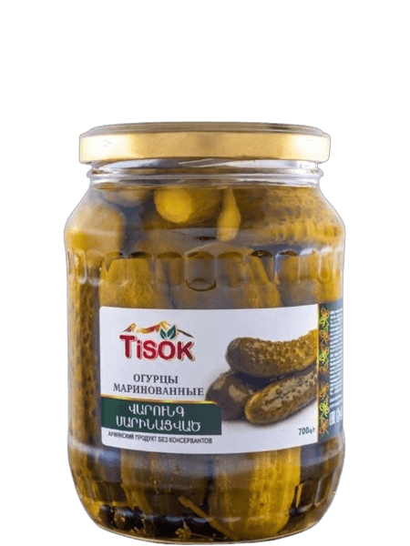 Marinated cucumbers, 700 g, Tisok