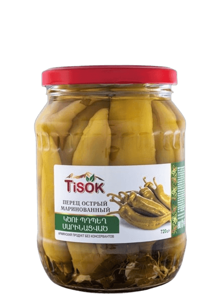 Marinated hot peppers, 720 g, Tisok
